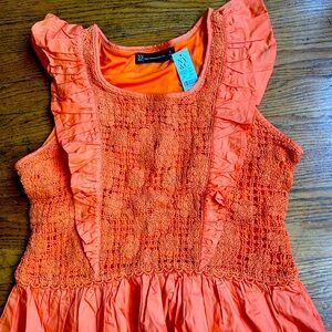 Peach/Melon top with embroidery